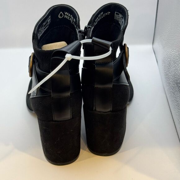 Vionic Sz 6.5 Tenley Boot Water Repellent Suede Leather Black Bootie Brass NWT - Picture 3 of 5